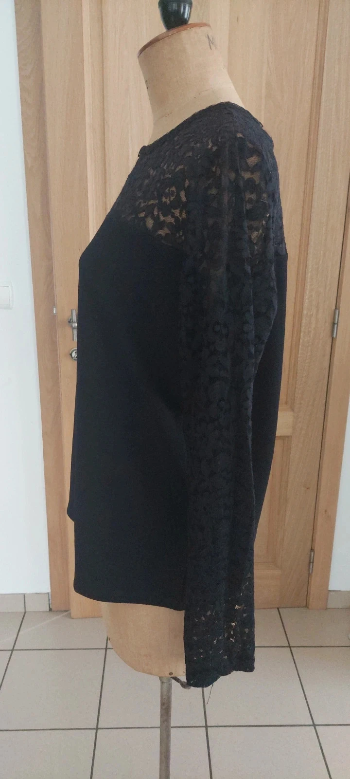 Top noir avec dentelle Jean Pascale - Taille L - Excellent etat – photo 5